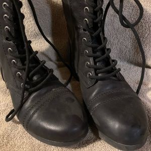 Black Time and Tru Lace up combat boots-Size 7
